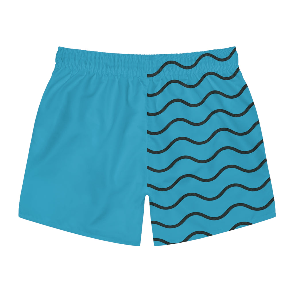 Chic Ocean Wave Swim Trunks, Summer Swimwear, Vacation Shorts, Beachwear, Pool Party, Men's Fashion, AOP Design