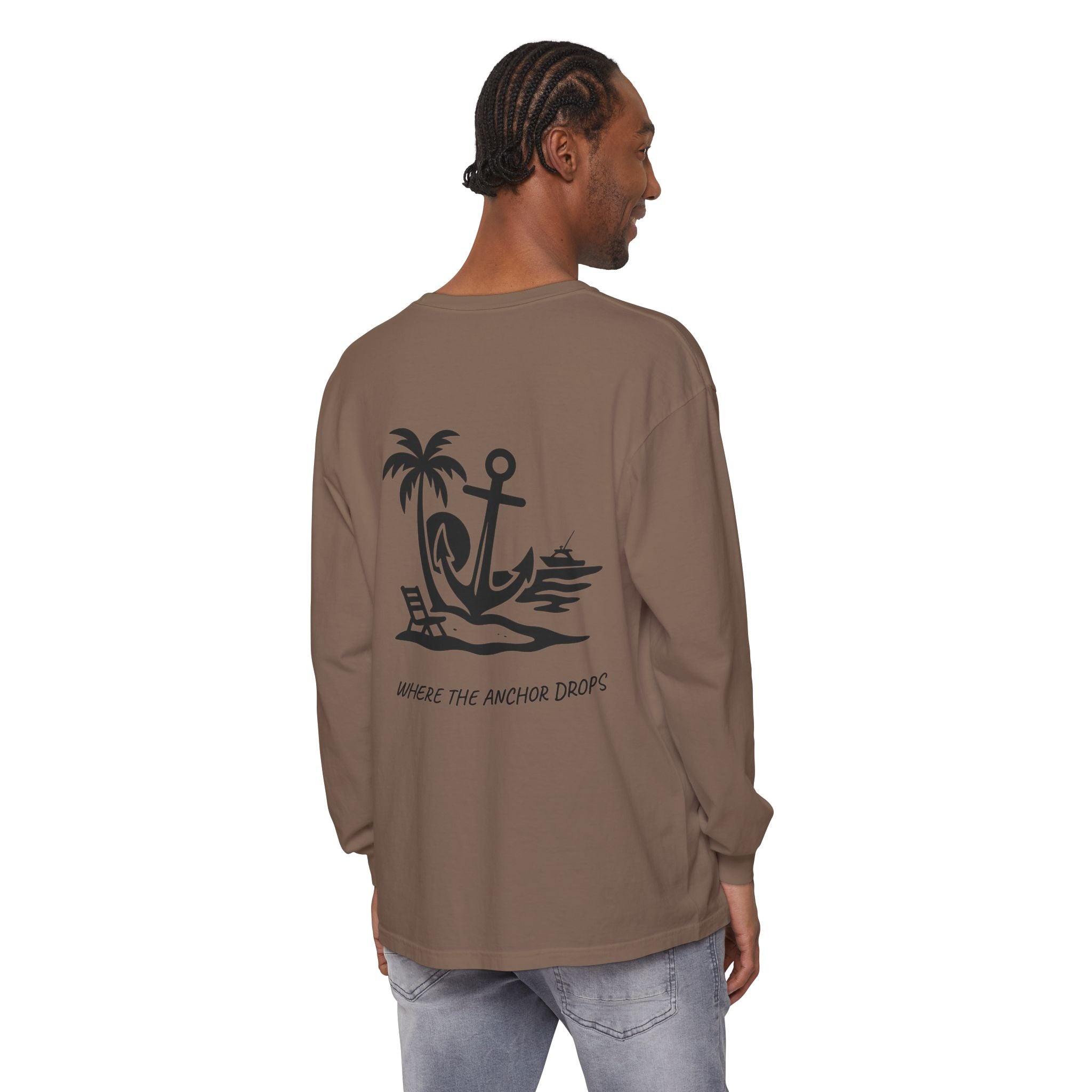 Anchor-Themed Long Sleeve T-Shirt, Beach Lover Gift, Vacation
