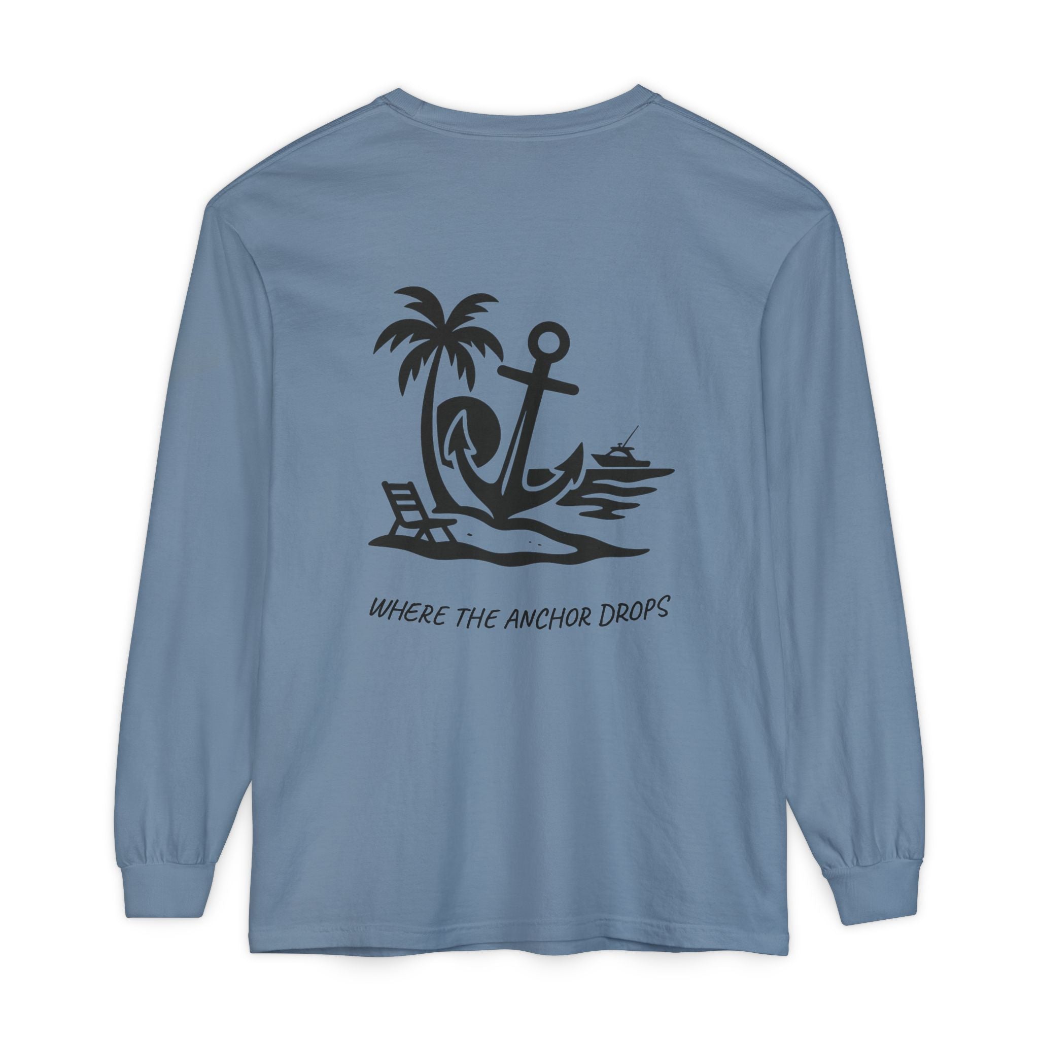 Anchor-Themed Long Sleeve T-Shirt, Beach Lover Gift, Vacation