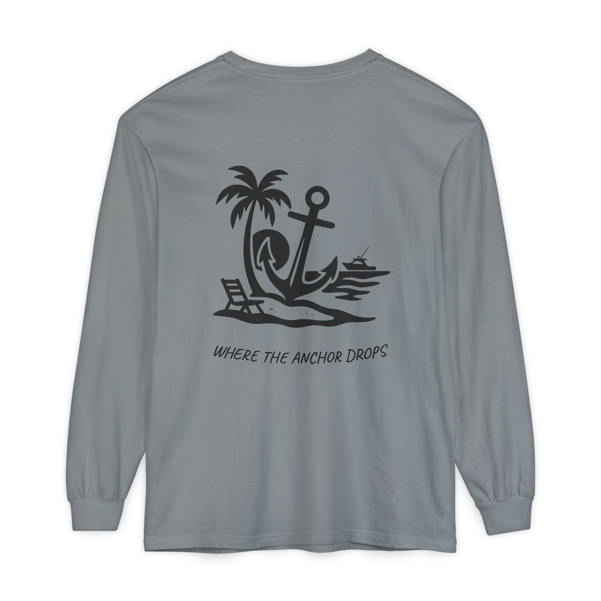 Anchor-Themed Long Sleeve T-Shirt, Beach Lover Gift, Vacation