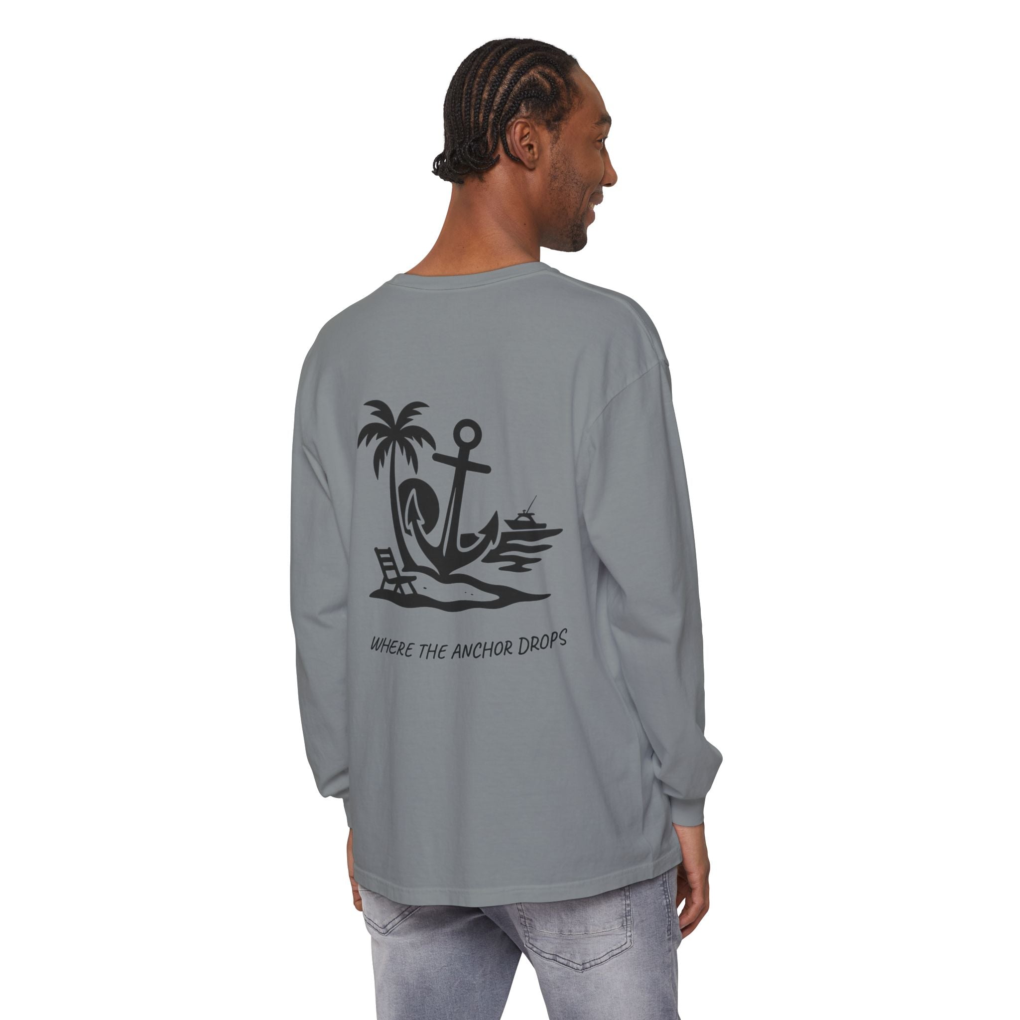 Anchor-Themed Long Sleeve T-Shirt, Beach Lover Gift, Vacation